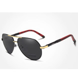 Kingseven Gafas de sol Goldstar - Gafas de piloto con UV400 y filtro de polarización para hombres y mujeres - Dorado-Negro