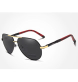 Kingseven Goldstar Sonnenbrille - Pilotbrille mit UV400 und Polarisationsfilter für Männer und Frauen - Gold-Schwarz