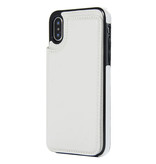 Stuff Certified® Étui à rabat en cuir rétro pour iPhone 12 Pro - Étui Wallet Cover Cas Blanc