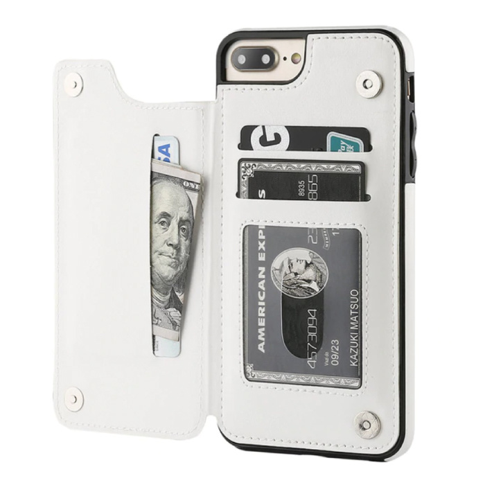 Funda con tapa de cuero retro para iPhone 12 - Funda tipo cartera Funda Cas Blanco