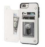 Stuff Certified® Retro iPhone 5S / SE Leather Flip Case Wallet - Wallet Cover Cas Case White