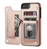 Stuff Certified® Retro iPhone 12 Mini Leather Flip Case Wallet - Wallet Cover Cas Case Rose Gold