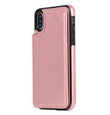 Stuff Certified® Étui à Rabat en Cuir Rétro iPhone 12 Mini - Étui Portefeuille Étui Cas Rose Gold