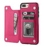Stuff Certified® Retro Skórzany Portfel Mini iPhone 12 - Portfel Pokrowiec Cas Case Różowy