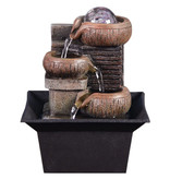 Stuff Certified® Mini Ornamental Waterfall Feng Shui - LED Fountain Decor Ornament Brown