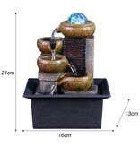 Stuff Certified® Mini Ornamental Waterfall Feng Shui - LED Fountain Decor Ornament Brown