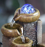 Stuff Certified® Mini cascata ornamentale Feng Shui - Ornamento decorativo per fontana a LED marrone chiaro