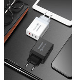 Essager 3x Port Triple USB Plug Charger - Quick Charge 3.0 Wall Charger Wallcharger AC Home Charger Adapter White