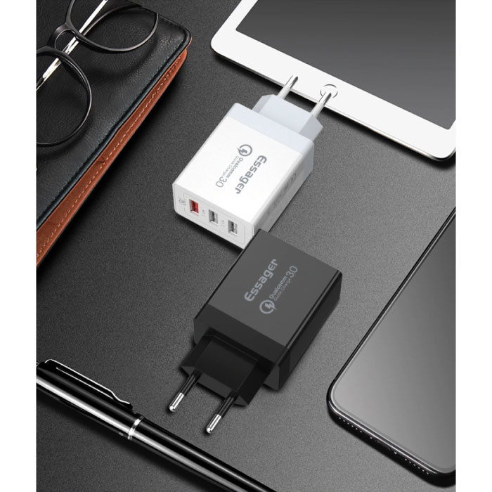 Toma de cargador 3x Triple puerto USB - cargador de carga rápida 3.0  Cargador de pared