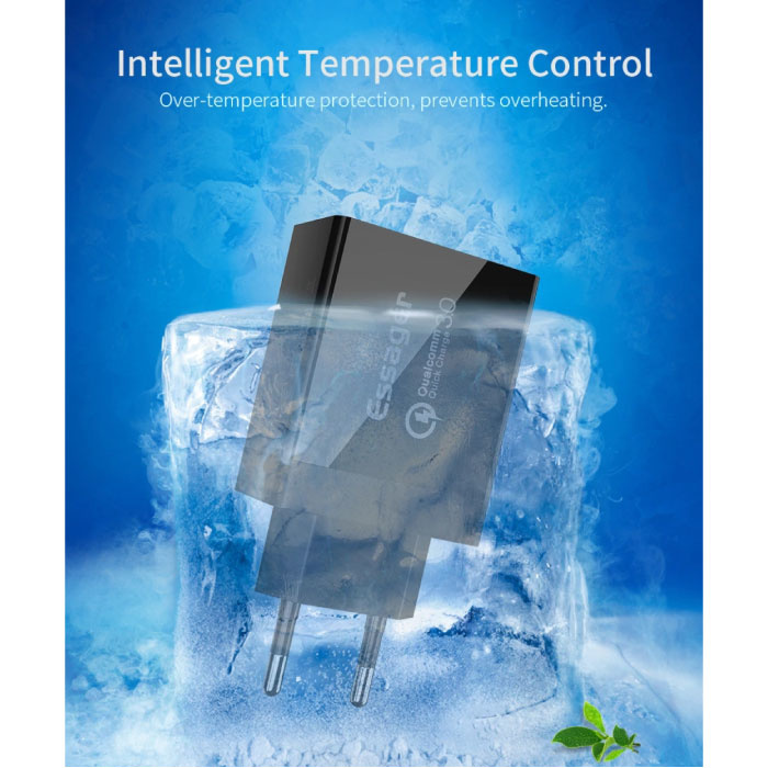 Essager 3x Port Triple USB Plug Charger - Chargeur mural Quick Charge 3.0 Chargeur mural Adaptateur de chargeur secteur AC Blanc