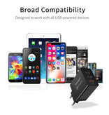 Essager 3x Port Triple USB Plug Charger - Chargeur mural Quick Charge 3.0 Chargeur mural Adaptateur de chargeur secteur AC Blanc