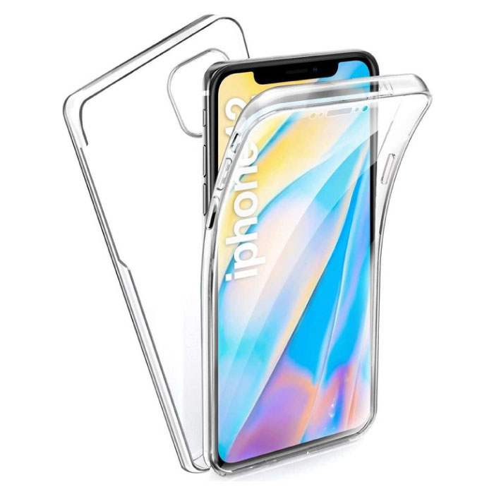 Funda de silicona TPU transparente 360 ° de cuerpo completo para iPhone 12 + protector de pantalla PET