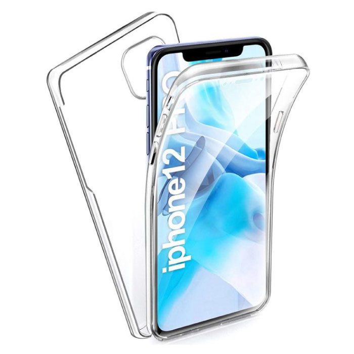 Funda de silicona transparente con borde azul para iPhone 12 Pro