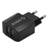 Orico Dual 2x Port USB Plug Charger - 2.1A Wall Charger Wallcharger AC Home Charger Adapter Black