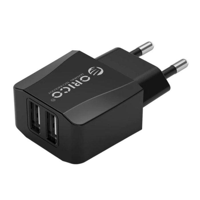 Dual 2x Port USB Plug Charger - 2.1A Wandladegerät Wallcharger AC Home Ladegerät Adapter Schwarz