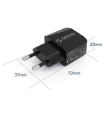 Orico Chargeur de prise USB à double port 2x - Chargeur mural 2.1A Chargeur mural Adaptateur de chargeur secteur secteur noir