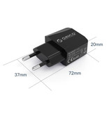 Orico Dual 2x Port USB Plug Charger - 2.1A Wall Charger Wallcharger AC Home Charger Adapter Black
