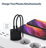 Orico Dual 2x Port USB Plug Charger - 2.1A Wandladegerät Wallcharger AC Home Ladegerät Adapter Weiß