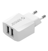 Orico Cargador de enchufe USB de doble puerto 2x - Cargador de pared 2.1A Cargador de pared Adaptador de cargador doméstico de CA Blanco