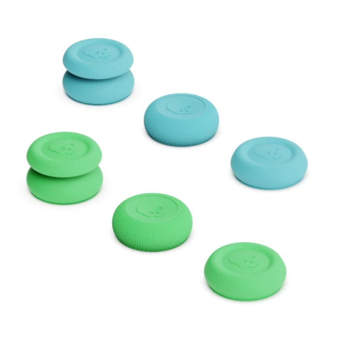 6 empuñaduras para el pulgar para PlayStation 4 y 5 - Tapas de control antideslizantes PS4 / PS5 - Verde y azul