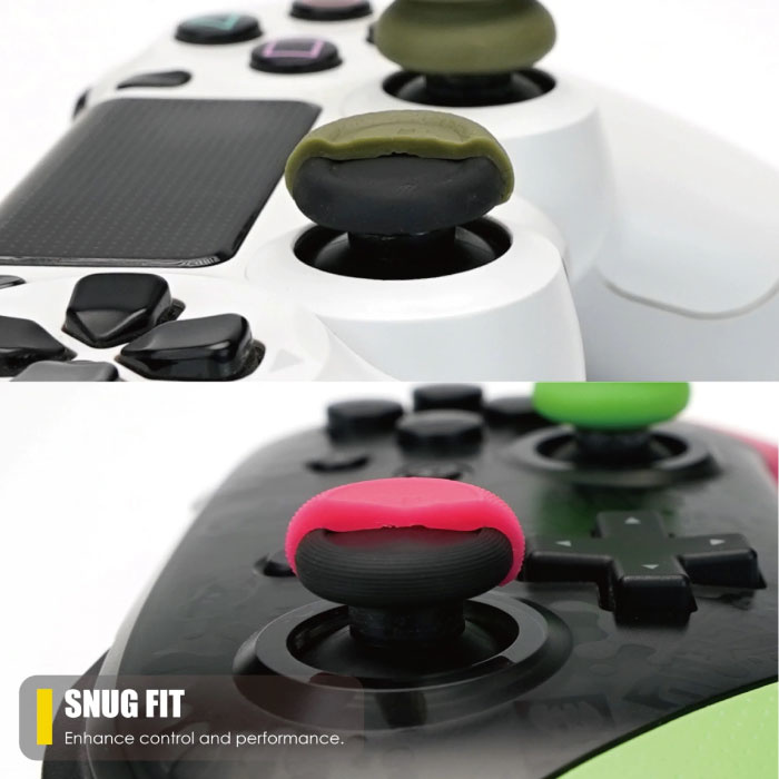 Skull & Co. 6 Thumb Grips for PlayStation 4 and 5 - Anti-Slip Controller Caps PS4 / PS5 - Green and Blue