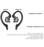 GDLYL Écouteurs sans fil VV2 avec crochet d'oreille Sport - Contrôle tactile - TWS Bluetooth 5.0 Écouteurs sans fil Écouteurs Écouteurs Noir