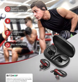 Blitzwolf Airaux Draadloze Oortjes met Oorhaak Sport - Touch Control -  TWS Bluetooth 5.0 Wireless Buds Earphones Earbuds Oortelefoon Zwart