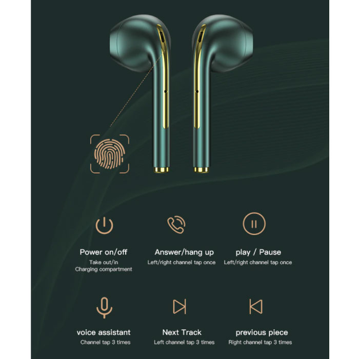 Stuff Certified® Écouteurs sans fil J18 - Écouteurs True Touch Control TWS Bluetooth 5.0 Écouteurs sans fil Écouteurs Écouteurs Noir