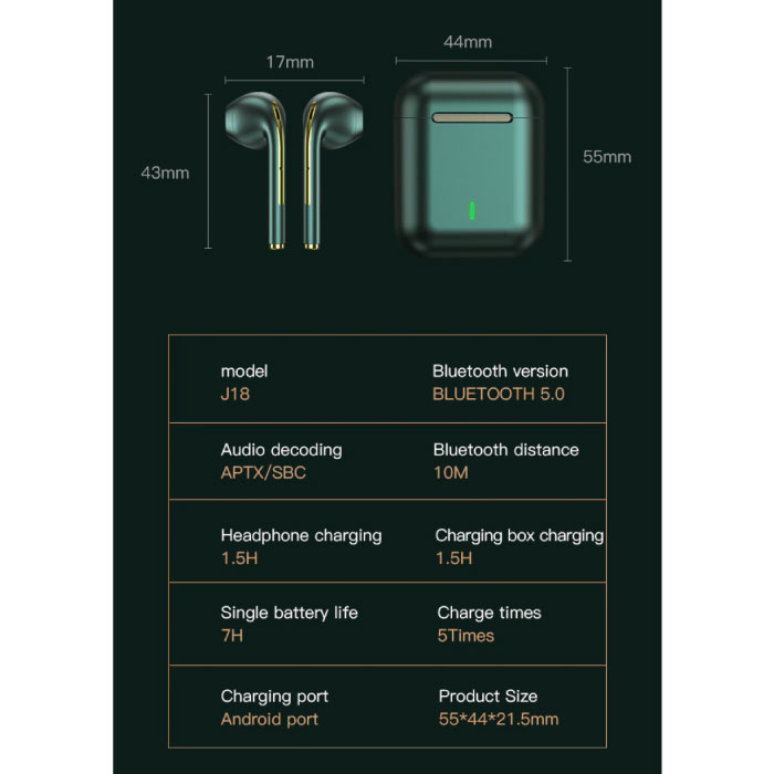 Auriculares inalámbricos T10C - Carga inalámbrica Qi - True Touch