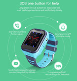 Lemfo Smartwatch voor Kinderen met GPS Tracker Smartband Smartphone Horloge IPS iOS Android Blauw