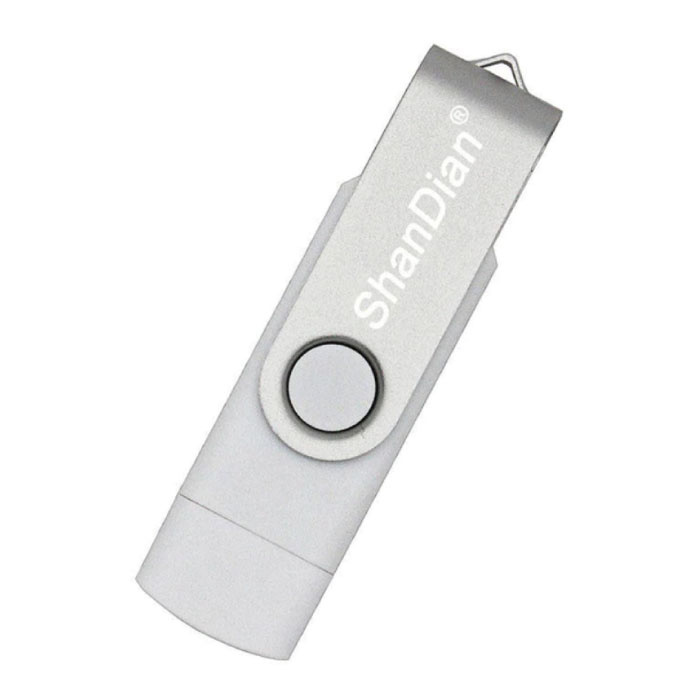 ShanDian High Speed Flash Drive 64GB - USB and USB-C Stick Memory Card - White