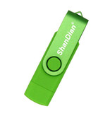ShanDian High Speed Flash Drive 64GB - USB and USB-C Stick Memory Card - Green