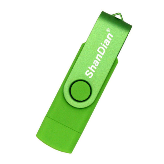 ShanDian High Speed Flash Drive 64GB - USB and USB-C Stick Memory Card - Green