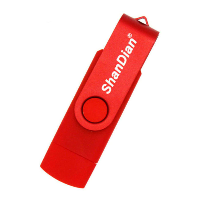 ShanDian High Speed Flash Drive 4GB - USB and USB-C Stick Memory Card - Red