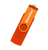 ShanDian Unidad flash de alta velocidad de 128 GB - Tarjeta de memoria USB y USB-C Stick - Naranja