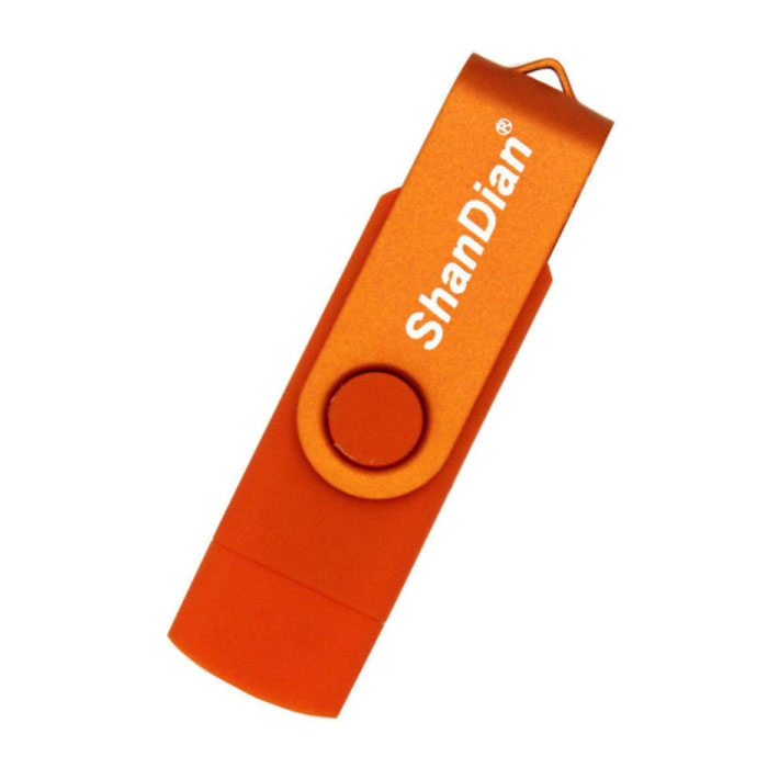 ShanDian High Speed Flash Drive 8GB - USB and USB-C Stick Memory Card - Orange