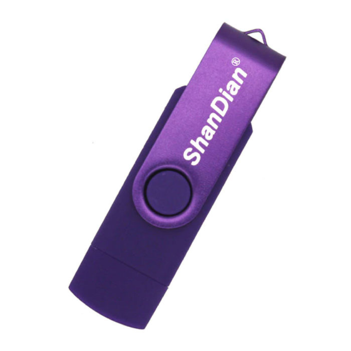 ShanDian Unidad flash de alta velocidad de 16 GB - Tarjeta de memoria USB y USB-C Stick - Morado