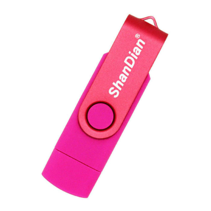 ShanDian High Speed Flash Drive 4GB - USB and USB-C Stick Memory Card - Pink