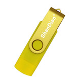 ShanDian Unidad flash de alta velocidad de 128 GB - Tarjeta de memoria USB y USB-C Stick - Amarillo