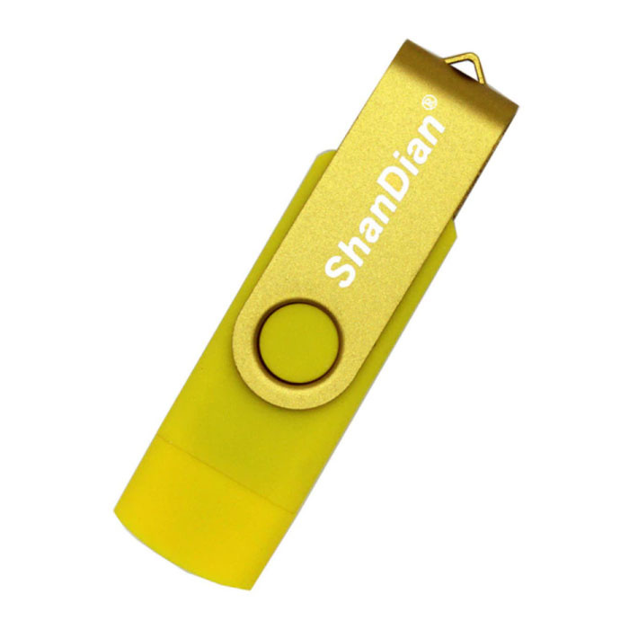 High Speed Flash Drive 16GB - USB and USB-C Stick Memory Card - Yellow