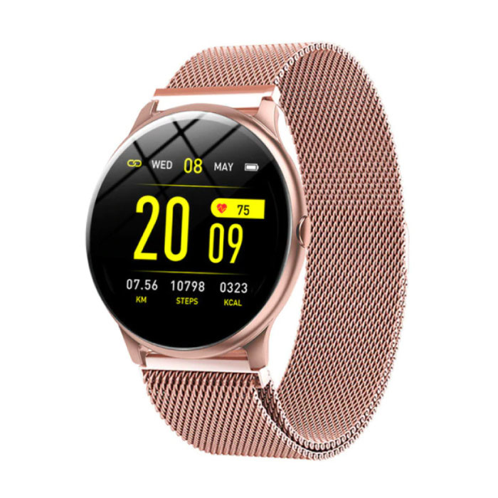 2020 Moda Sport Smartwatch Fitness Sport Activity Tracker Smartfon Zegarek iOS Android - Różowe złoto