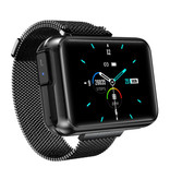 Lemfo T91 Smartwatch Breed Display met Draadloze Oortjes - 1.4 Inch Scherm - Smartband Fitness Tracker Sport Activity Horloge iOS Android Zwart