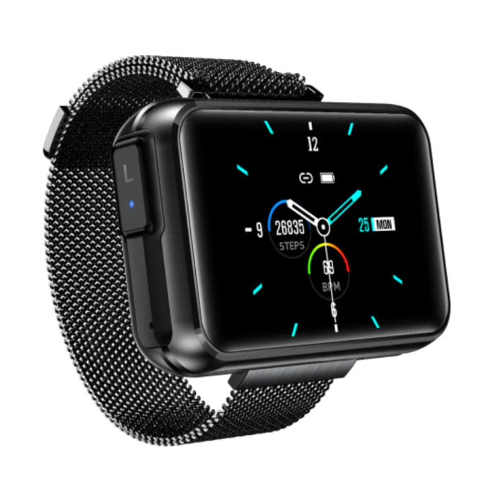 T91 Smartwatch Ampio display con auricolari wireless - Schermo da 1,4 pollici - Smartband Fitness Tracker Sport Activity Watch iOS Android Nero