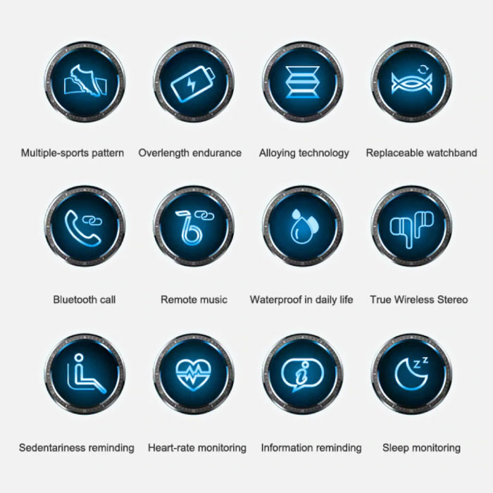 Lemfo T91 Smartwatch Pantalla ancha con auriculares inalámbricos - Pantalla de 1,4 pulgadas - Smartband Fitness Tracker Reloj de actividad deportiva iOS Android Silver