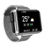 Lemfo T91 Smartwatch Wide Display with Wireless Earpieces - 1.4 Inch Screen - Smartband Fitness Tracker Sport Activity Watch iOS Android Silver