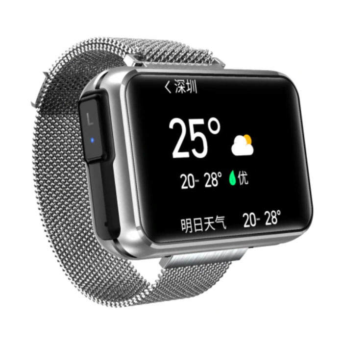 T91 Smartwatch Breed Display met Draadloze Oortjes - 1.4 Inch Scherm - Smartband Fitness Tracker Sport Activity Horloge iOS Android Zilver