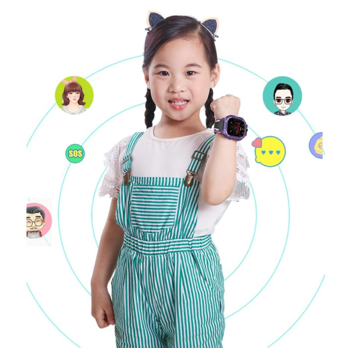 Lemfo Q19 Smartwatch dla dzieci z GPS Tracker Smartband 2G Smartband Zegarek IPS iOS Android Niebieski