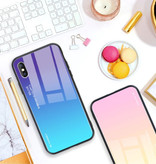 Stuff Certified® Custodia per iPhone X sfumata - TPU e vetro 9H - Cover lucida antiurto Cas TPU blu