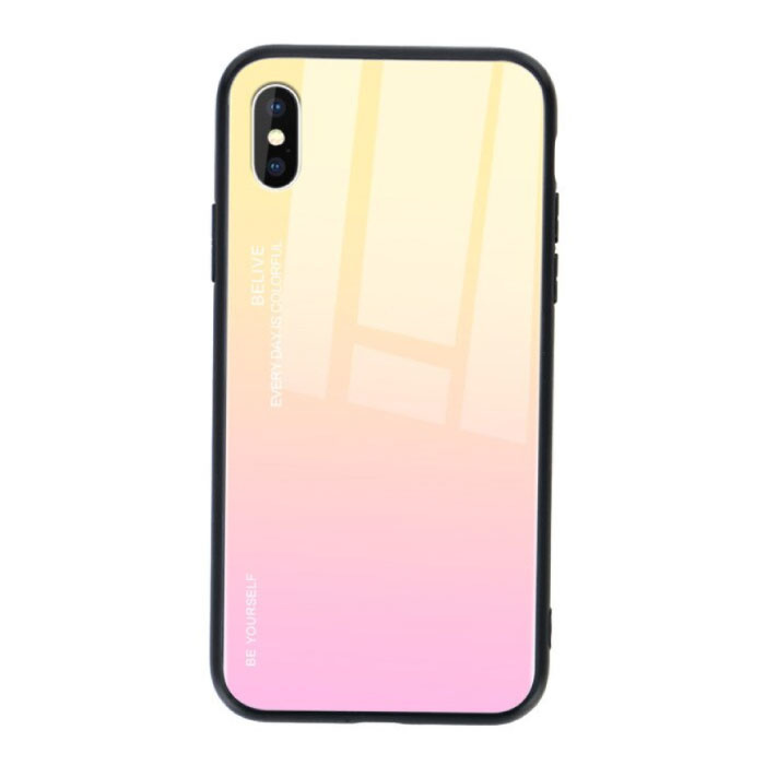 iPhone XS Max Case Gradient - TPU and 9H Glass - Shockproof Glossy Case Cover Cas TPU Yellow