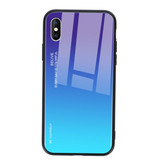 Stuff Certified® Etui Gradient do iPhone'a XS - TPU i szkło 9H - Odporne na wstrząsy błyszczące etui pokrowiec Cas TPU w kolorze niebieskim